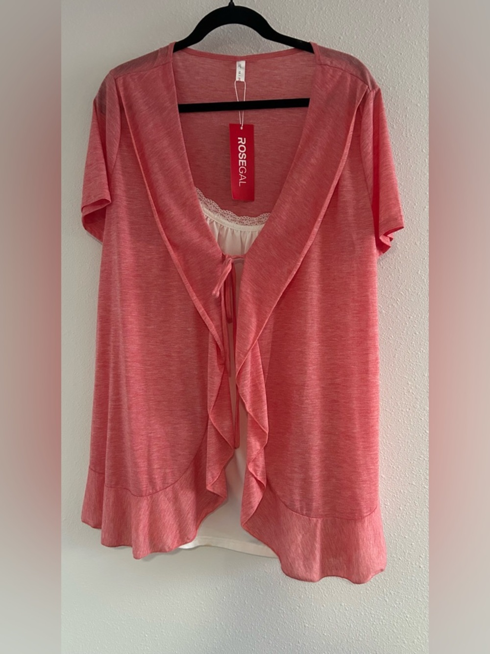 Rosegal Pink Ruffle-Front Top